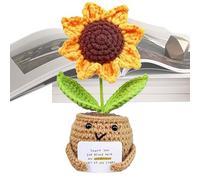 Maceta de tejida con tarjeta - Planta artificial decorativa de ganchillo | Amplia gama hecha a mano con apoyo emocional de felpa | positivo para escritorio, hogar, coche salpicadero