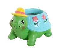 Maceta de tortuga, bonito contenedor de flores de resina con drenaje, decoraciones de tortuga, para patio al aire libre, interior, césped, patio, porche delantero y otros