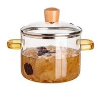 Maceta de Vidrio para Cocinar, Olla Con Tapa de 1.6L, Mango Doble, Campa a Fuego Lento, Pote Universal Resistente al Calor para Cocinar Leche de Sopa Pernonía