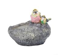 Maceta decorativa de resina con figura de pájaro, fabricada para un uso duradero en exteriores, añade encanto creativo a las configuraciones de jardín o plantas de interior (A)