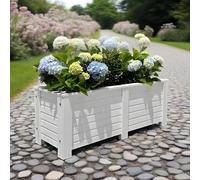 Maceta Decorativa Larga de Resina, Resistente y Rectangular para Exteriores, con Agujeros de Drenaje, Ideal para jardinería en Patios, porches y terrazas.