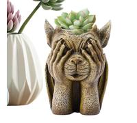 Maceta divertida - Figura de See No Evil, maceta para decoración gótica de estatua del mal para bolígrafo, pincel, lápiz, hierba