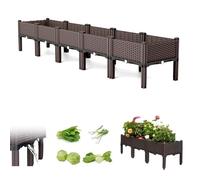 Maceta elevada con patas, cama de jardín de plástico para verduras, hierbas, flores, bandeja de drenaje y enrejado, contenedor apilable para exteriores para patio
