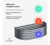 Maceta elevada High Grow Extended de 150 x 43 x 60 cm de chapa ondulada de acero fácil de montar a prueba de óxido y heladas Blumfeldt