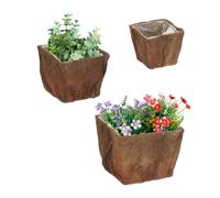 Maceta fibra coco Set 3 maceteros Portamacetas Cesta plantas Macetero cuadrado