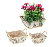 Maceta flores Set3 maceteros Portamacetas Cesta plantas Macetero cuadrado madera