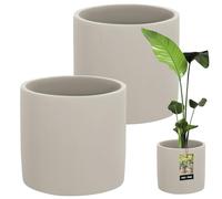 Maceta grande de cerámica Kotarbau en forma de cilindro étnico 1 ud. Macetero de cerámica Macetero de cemento con aspecto de cerámica Macetas pequeñas Macetero de cerámica para plantas, gris, ⌀ 23 cm