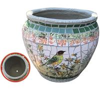 Maceta Grande De Cerámica Para Exteriores, Diseño De Mosaico, Para Jardín, Villa, Maceta Creativa, Maceta Clásica, Maceta Para Bonsái, Colorida, Con Flores Idílicas Y Pájaros, Tamaño Mediano.