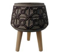 Maceta grande de composite con efecto cuerda de 36 cm x 26 cm