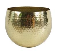 Maceta Grande de Metal de 22 x 18 cm, Color latón Martillado, Borde Recto, 22 cm x 18 cm