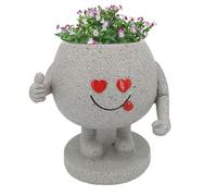 Maceta Happy Face para plantas de interior - Maceta de resina Thumb-up Smile | Linda maceta para suculentas con orificio de drenaje para suculentas y violetas