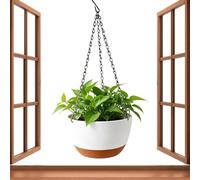 Maceta, jardinera decorativa colgante con bandeja extraíble, maceta de interior, para pared al aire libre, patio, hogar, estante, terraza, ventana, porche, jardín