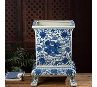 Maceta Jingdezhen de cerámica Oriental China Azul y Blanca para Flores macetas para Plantas de Interior con Base de Porcelana Azul y Blanca pintadas a Mano de,do