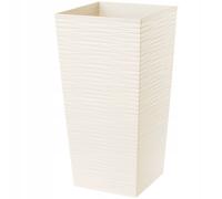 KADAX Macetero Alto de Diseño Moderno para Plantas de Interior y Exterior, Maceta Grande de Plástico, Jardinera Alta (Crema, Texturizado, 68 cm)