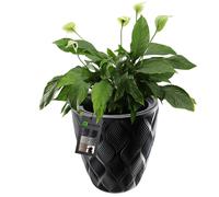 Maceta KADAX con inserto y asas, 40 cm, negra, baja