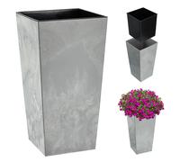 KADAX Macetero Alto de Diseño Moderno para Plantas de Interior y Exterior, Maceta Grande de Plástico, Jardinera Alta (Gris, Imitación Hormigón, 46.5 cm)