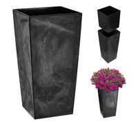 KADAX Macetero Alto de Diseño Moderno para Plantas de Interior y Exterior, Maceta Grande de Plástico, Jardinera Alta (Negro, Imitación Hormigón, 46.5 cm)