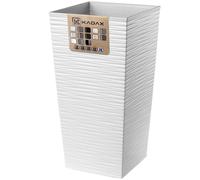 KADAX Macetero Alto de Diseño Moderno para Plantas de Interior y Exterior, Maceta Grande de Plástico, Jardinera Alta (Blanco, Texturizado, 75.5 cm)