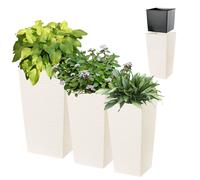 KADAX Maceteros Altos para Plantas de Interior y Exterior, Macetas de Plástico, Jardineras Altas (Texturizado, Grafito, 57.5 cm, 68 cm y 75.5 cm)