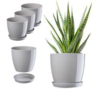 Maceta KADAX con posavasos, de plástico, redonda, 16 cm, gris, 3 piezas
