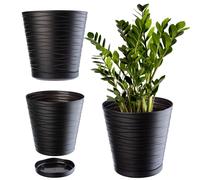 Maceta KADAX con posavasos, de plástico, redonda, 17 cm, negra