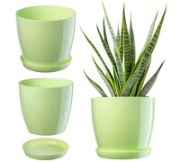 Maceta KADAX con posavasos, de plástico, redonda, 18 cm, verde claro