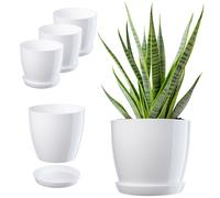Maceta KADAX con posavasos, de plástico, redonda, 20 cm, blanca, 3 piezas