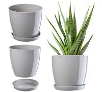 Maceta KADAX con posavasos, de plástico, redonda, 28 cm, gris
