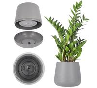Maceta KADAX con posavasos en conjunto, maceta, ovalada, 17 cm, gris