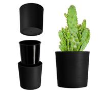 KADAX Maceta elegante con incrustación, maceta, maceta, jardinera, macetero para salón, oficina (negro, 30 cm)
