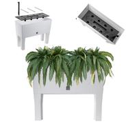 KADAX Macetero con patas, bancal de plástico en 2 tamaños, jardinera con diseño de ratán, jardinera para jardín, balcón, terraza, macetero, macetero para hierbas (80 cm/blanco)