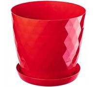 KADAX Maceta decorativa para flores y plantas con platillo, material ligero y resistente, 25 cm, rojo