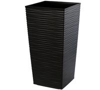 KADAX Macetero Alto de Diseño Moderno para Plantas de Interior y Exterior, Maceta Grande de Plástico, Jardinera Alta (Negro, Texturizado, 36 cm, Aprox. 6L)