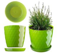 Maceta KADAX, Una maceta para flores y plantas con posavasos, 25cm, Verde
