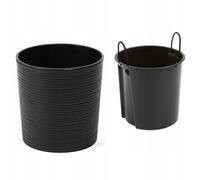 Maceta LAMELA MALWA DŁUTO, Ø 30 cm, negra, con inserto