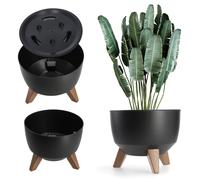Maceta lisa de plástico KADAX con tres soportes de inserción, 24 cm, negra