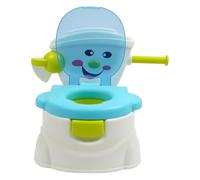 Maceta para bebé con cara sonriente simulada extraíble con respaldo y portapapeles juguetones para niños de 6 meses a 5 años, casas, aseos, baños (azul, blanco)