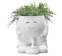 Maceta para muñecas para flores - Jarrón de flores con cara humana, maceta para exterior, maceta decorativa de jardín | Maceta única de resina con orificio de drenaje para la presentación V