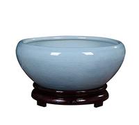 Maceta para Plantar, Recipiente para nenúfar, Maceta hidropónica Grande de cerámica, Maceta de Flor de Loto, Maceta de Cobre, Maceta hidropónica, pecera, Color Blanco Mediano,Blue-L