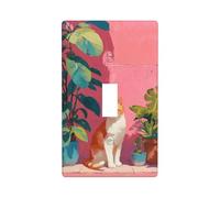 Maceta para plantas de gato, vintage, estética, rosa, cubierta decorativa para interruptor de luz, 1 interruptor, placa de pared para cocina, granja, dormitorio, baño, decoración artística