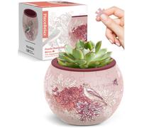 Maceta Puzzle 3D PieceRelax - Pajaritos y Flores - Macetas Redondas Pequeñas con Drenaje para Cactus y Suculentas, Decoración Indoor