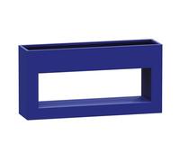 Maceta rectangular alta de metal azul de alta calidad, 150 x 60 cm, elegante jardinera para interiores y exteriores, divisor moderno para patio, decoración elegante de jardín para el hogar y el