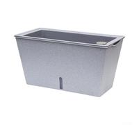 Maceta rectangular de plástico con riego automático para balcón, huerto, interior, diseño moderno con sistema de riego automático para patio y alféizar (gris)