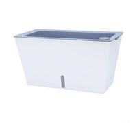Maceta rectangular de plástico con riego automático para balcón, huerto, interior, diseño moderno con sistema de riego automático para patio y alféizar (blanco)