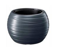 Maceta redonda con deposito 25l maze de plastico en color antracita 39,6 (largo) x 39,6 (ancho) x 26 (altura) cm
