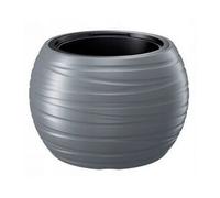 Maceta redonda con deposito 25l maze de plastico en color gris piedra 39,6 (largo) x 39,6 (ancho) x 26 (altura) cm