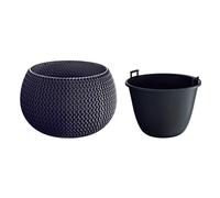 Maceta redonda con deposito splofy bowl de plastico en color antracita 23,9 (largo) x 23,9 (ancho) x 16,1 (altura) cm