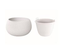 ProsperPlast Nitly Maceta Redonda con deposito Splofy Bowl de plastico en Color Blanco (Largo) x 23,9 (Ancho) x 16,1 (Altura) cm