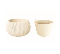 Maceta redonda con deposito splofy bowl de plastico en color crema 14,4 (largo) x 14,4 (ancho) x 11 (altura) cm