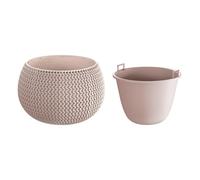 Maceta redonda con deposito splofy bowl de plastico en color mocca 14,4 (largo) x 14,4 (ancho) x 11 (altura) cm